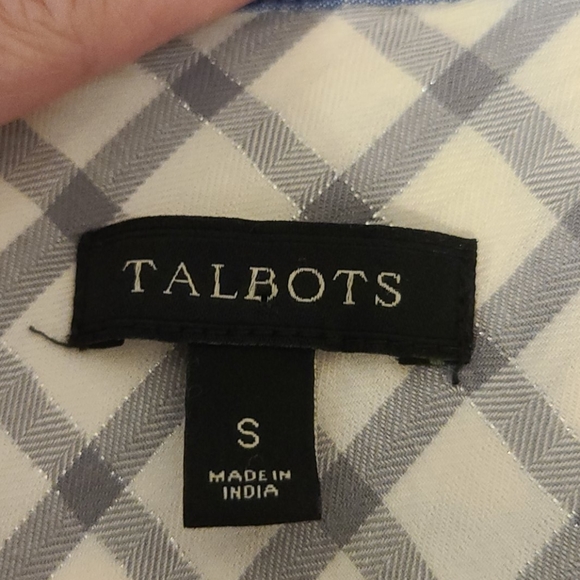 Talbots White, Grey, and Silver Button Down Shirt - Picture 5 of 6